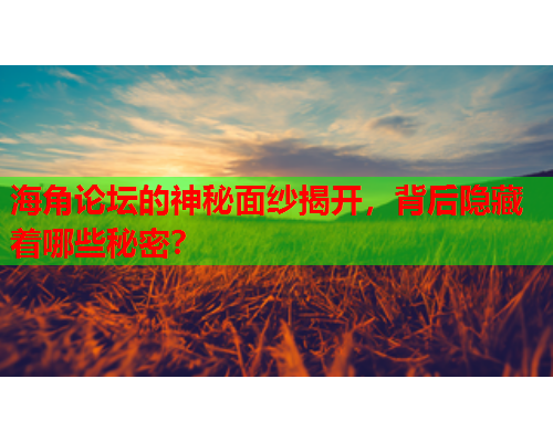 海角论坛的神秘面纱揭开，背后隐藏着哪些秘密？  第1张